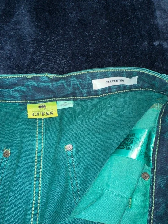RARE Guess? Originals x Batman Green Denim Carpenter Jeans - Picture 11 of 12